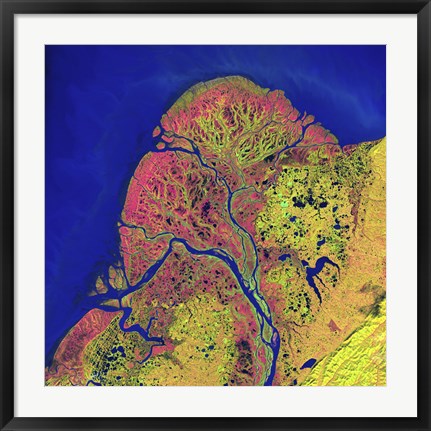 Framed Yukon Delta in Southwest Alaska Print