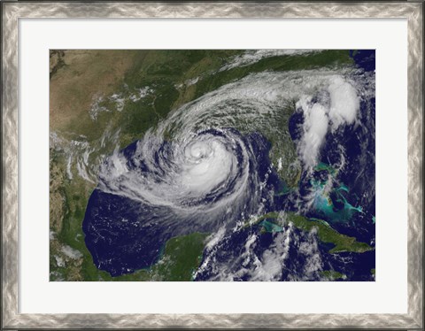 Framed Satellite view of Tropical Storm Isaac in the Gulf of Mexico Print