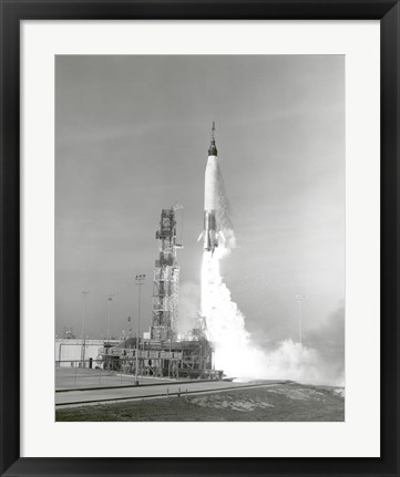 Framed NASA Project Mercury Spacecraft is test Launched from Cape Canaveral, Florida Print