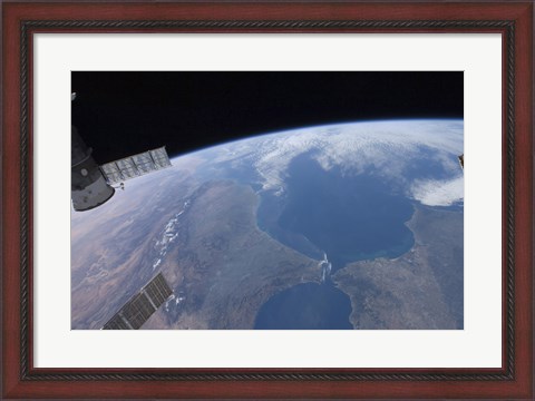 Framed View from Space of Morocco and Spain Print
