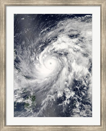 Framed Typhoon Sanba over the Pacific Ocean and Part of the Philippines Print