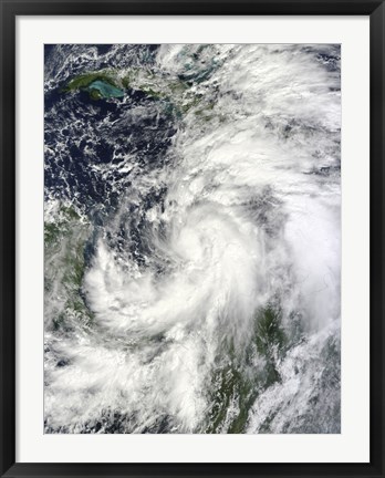 Framed Tropical Storm Sandy Hovering over the Caribbean Sea Print