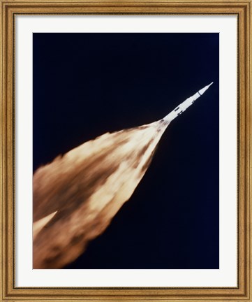 Framed Apollo 6 spacecraft Leaves a Fiery Trail in the Sky after Launch Print