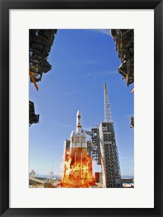 Framed Delta IV Heavy Launch Vehicle launches from Vandenberg Air Force Base Print