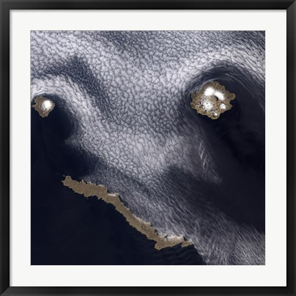 Framed Satellite Image of Semisopochnoi Island in the Western Aleutian Islands of Alaska Print