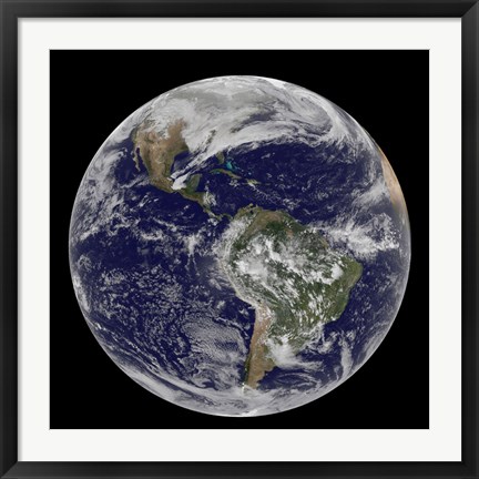 Framed Full Earth of North America and South America Print