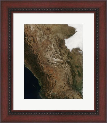Framed Satellite View of the Landscape of Central Mexico Print