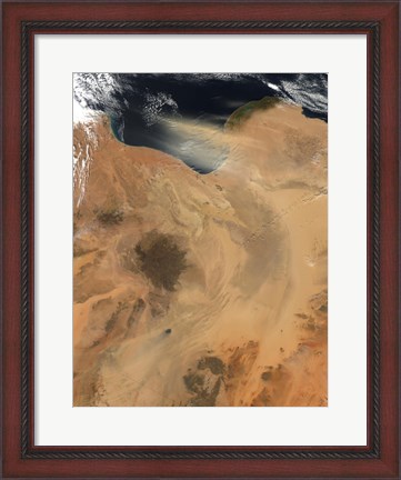 Framed Satellite View of a Dust Storm over Libya Print