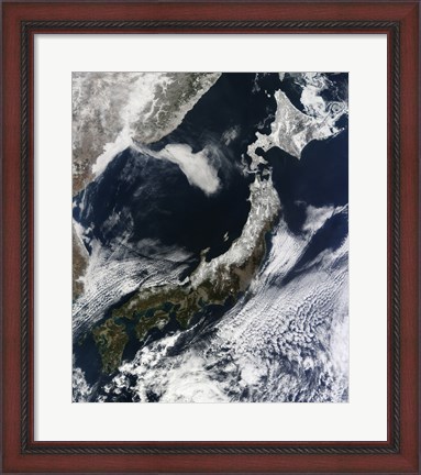 Framed Satellite View of Japan Print