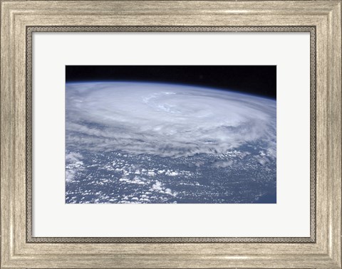 Framed View from space of Hurricane Irene off the East Coast of the United States Print