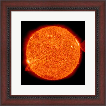 Framed Two Solar Prominences Erupt from the Sun Print