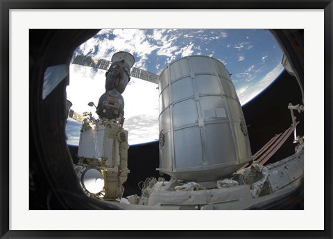 Framed Permanent Multipurpose Module and a Docked Russian Soyuz Spacecraft Print