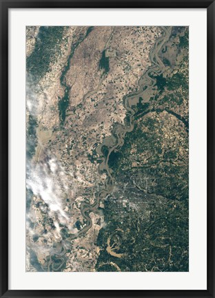 Framed Satellite Image of Flood Waters in Memphis, Tennesse Print