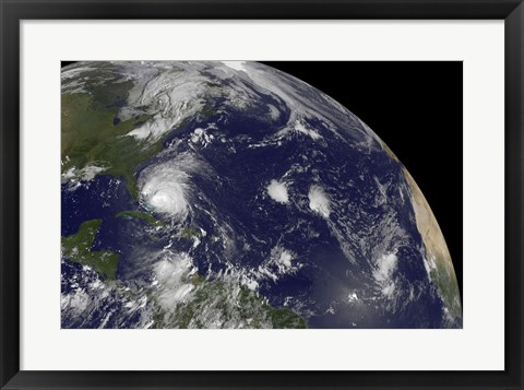 Framed Satellite View of Hurricane Irene Moving Through the Bahamas Print