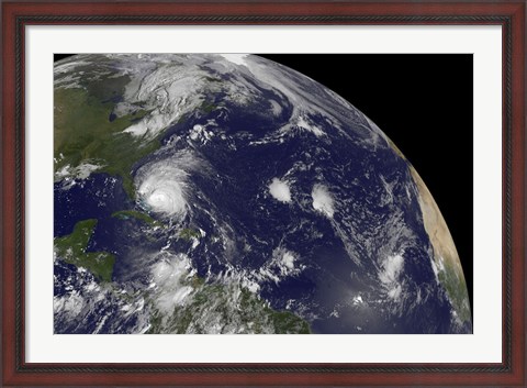 Framed Satellite View of Hurricane Irene Moving Through the Bahamas Print