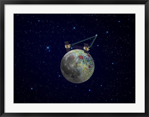 Framed Twin GRAIL Spacecraft map the Moon&#39;s Gravity Field Print