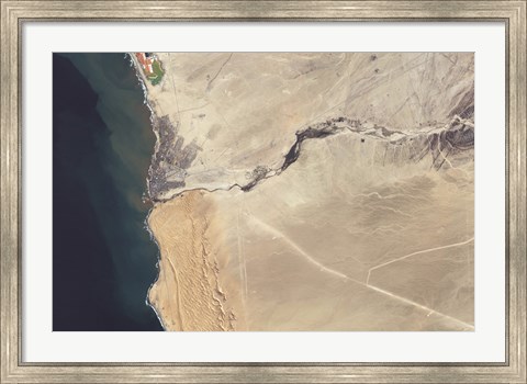 Framed Satellite Image of the Swakop River in the Western part of Namibia Print