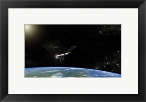 Framed Artist&#39;s concept of the Atlas V541 Launch Vehicle in Orbit Print