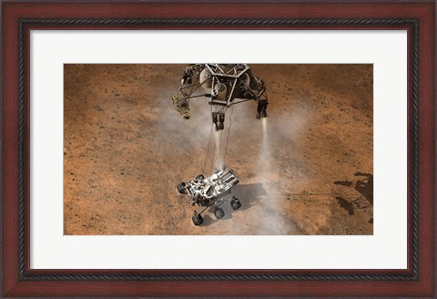 Framed Artist&#39;s Concept of NASA&#39;s Curiosity rover touching Down onto the Martian surface Print