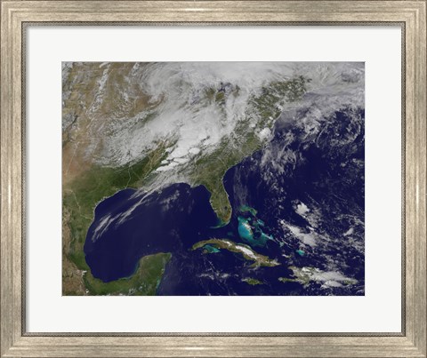 Framed Satellite Image Showing Severe Thunderstorms and Tornados in the Eastern United States Print