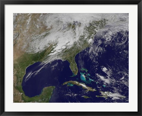 Framed Satellite Image Showing Severe Thunderstorms and Tornados in the Eastern United States Print