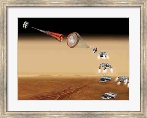 Framed Artist&#39;s Concept of a Proposed Mars sample Return Mission Print