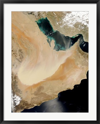 Framed Satellite View of a Dust Storm in Saudi Arabia Print