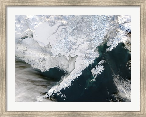 Framed Satellite view of Southwestern Alaska Print