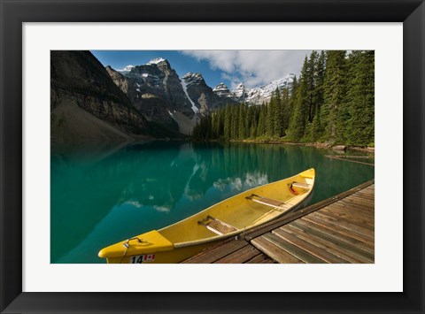 Framed Canoe along Moraine Lake, Banff National Park, Banff Print