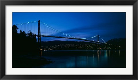 Framed Lions Gate bridge at night, Burrard Inlet, Vancouver, British Columbia Print