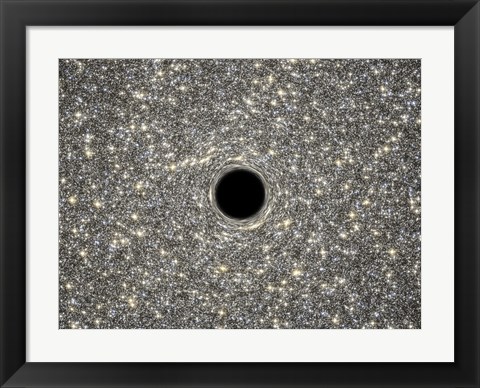 Framed Artist&#39;s Concept of Giant Black Hole in Center of Ultracompact Galaxy Print