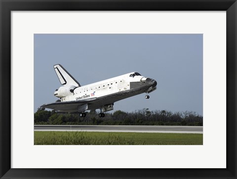 Framed Space Shuttle Discovery Lands on Runway 33 at the Shuttle Landing Facility at Kennedy Space Center in Florida Print