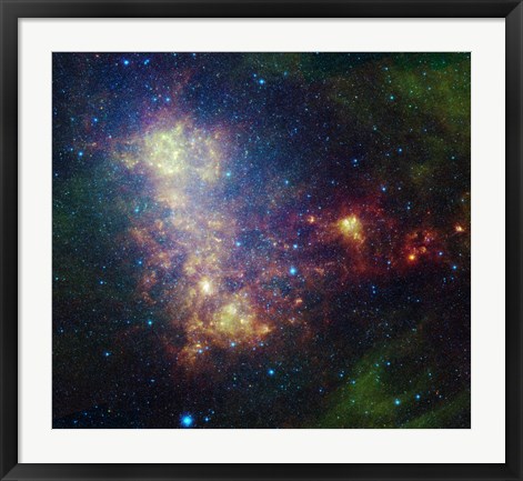 Framed Infrared Portrait Revealing the Stars and Dust of the Small Magellanic Cloud Print