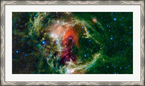 Framed Mosaic is of the Soul Nebula, also Known as the Embryo Nebula, IC 1848, or W5 Print