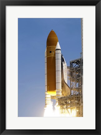 Framed Atlantis&#39; Twin Solid Rocket Boosters Ignite to Propel the Spacecraft Off Kennedy Space Center&#39;s Launch Pad 39A Print