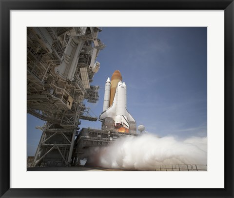 Framed Exhaust Plume forms under the Mobile Launcher Platform on Launch Pad 39A Print