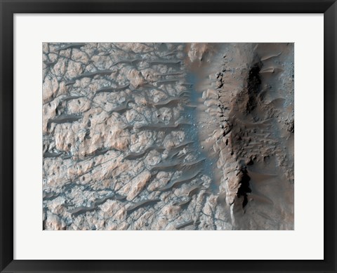 Framed Part of the Floor of a Large Impact Crater in the Southern Highlands on Mars Print