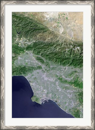 Framed Satellite view of Los Angeles, California and Surrounding Area Print