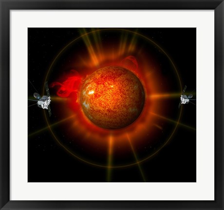 Framed artist&#39;s Concept of the STEREO spacecraft Surrounding the Sun Print