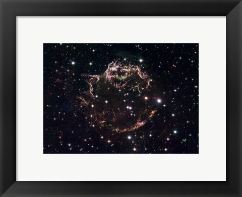 Framed Detailed view at the Tattered Remains of a Supernova Explosion known as Cassiopeia A Print