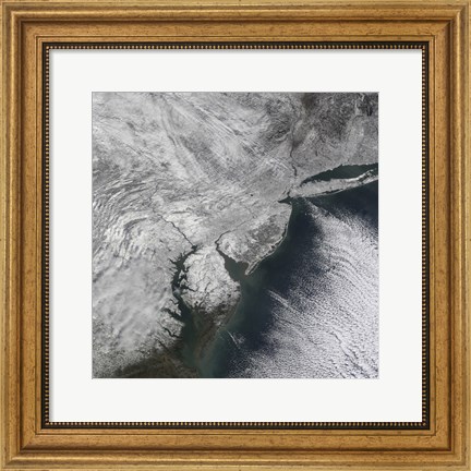 Framed Satellite view of a Nor&#39;easter Snow Storm over the Mid-Atlantic and Northeastern United States Print