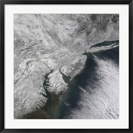 Framed Satellite view of a Nor&#39;easter Snow Storm over the Mid-Atlantic and Northeastern United States Print