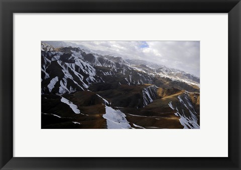Framed Aerial view over Mountains in Afghanistan Print