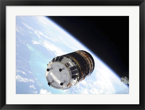 Framed Japanese H-II Transfer Vehicle backdropped by Earth&#39;s Horizon Print