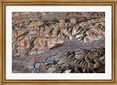 Framed Three-Dimensional view of the Landscape of Lhasa, Tibet Print
