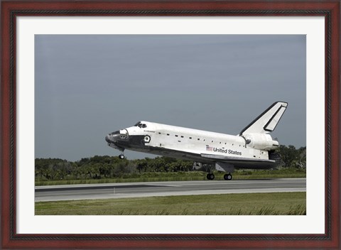 Framed Space Shuttle Endeavour Touches down on the Runway at Kennedy Space Center Print