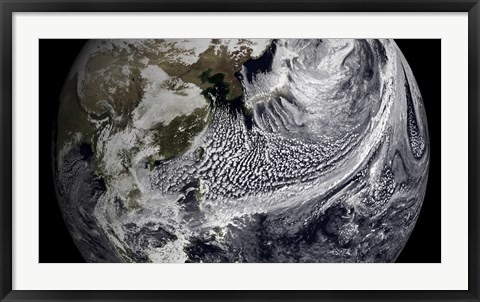 Framed January 2, 2009 - Cloud Simulation of a Single Day Centered Over the Western Pacific Print