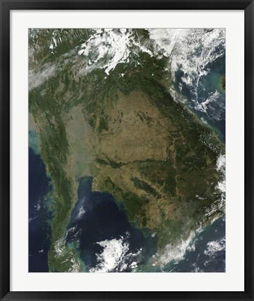 Framed Satellite view of Indochina Print