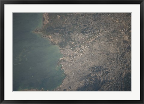Framed Aerial view of the Port-au-Prince area of Haiti Print