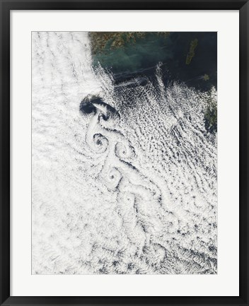 Framed Von Karmann Cloud Vortices off the Coast of Cheju Do Print